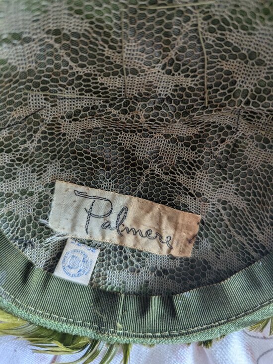 Vintage Feather Hat By Palomere Union Tag 1940\'s-50\'s Half Hat-Feather Hat main image 9